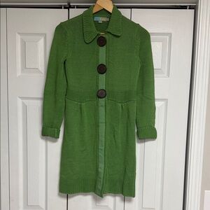 Boden Lime Green Knit Trench Coat Sz 10